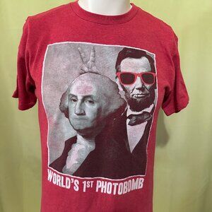 Lincoln Washington Worlds 1st Photobomb Epic Threads Men's Red T Shirt Large Cot